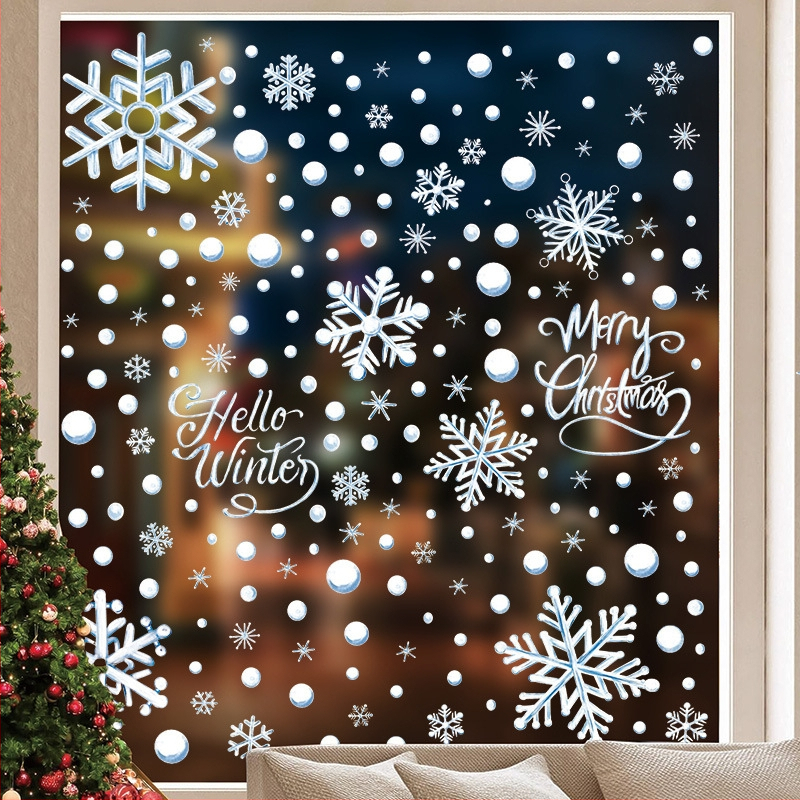 Decaluri PVC pentru ferestre - fulgi de zăpadă, stil de Crăciun, peste 5 bucăți, impermeabile