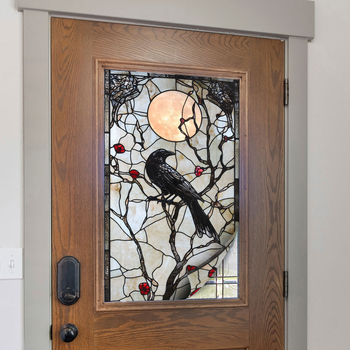 Autocolant PVC pentru sticla ferestrei cu motiv plante și flori, 1 bucată, stil modern minimalist