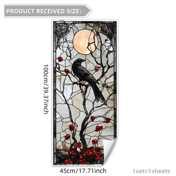 Autocolant PVC pentru sticla ferestrei cu motiv plante și flori, 1 bucată, stil modern minimalist