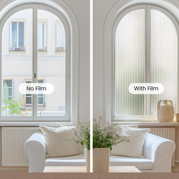 Fanfei Film PVC pentru intimitatea sticlei – electrostatic, fără adeziv, model cu dungi, stil modern pentru ferestrele din baie