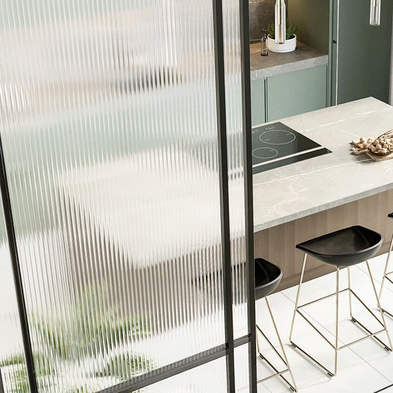 Fanfei Film PVC pentru intimitatea sticlei – electrostatic, fără adeziv, model cu dungi, stil modern pentru ferestrele din baie