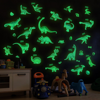 Fluorescencija zidna naljepnica Dinosaurski svijet, PVC, za spavaću sobu i dječju sobu, moderni minimalistički dizajn, 1 komad, fosforescencija, otporan na vlagu