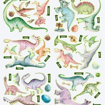 Fluorescencija zidna naljepnica Dinosaurski svijet, PVC, za spavaću sobu i dječju sobu, moderni minimalistički dizajn, 1 komad, fosforescencija, otporan na vlagu