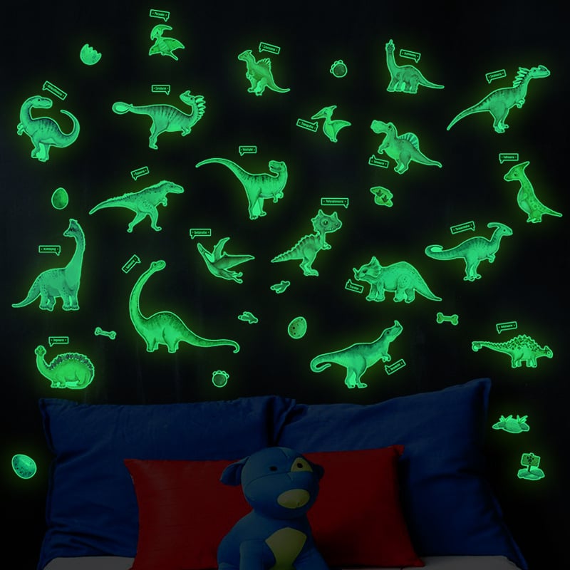 Fluorescencija zidna naljepnica Dinosaurski svijet, PVC, za spavaću sobu i dječju sobu, moderni minimalistički dizajn, 1 komad, fosforescencija, otporan na vlagu