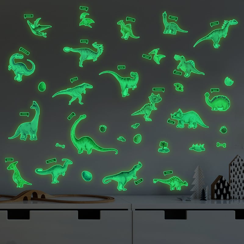 Fluorescencija zidna naljepnica Dinosaurski svijet, PVC, za spavaću sobu i dječju sobu, moderni minimalistički dizajn, 1 komad, fosforescencija, otporan na vlagu