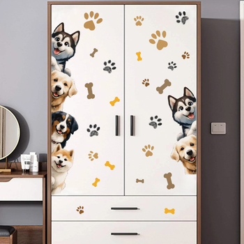 Autocolant de perete cu câine – design animale drăguțe, PVC, rezistent la apă, 1 bucată