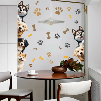 Autocolant de perete cu câine – design animale drăguțe, PVC, rezistent la apă, 1 bucată