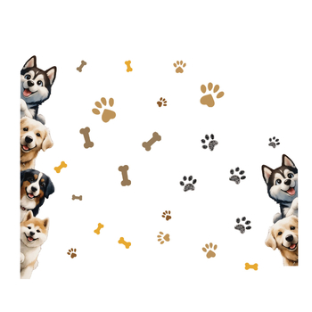 Autocolant de perete cu câine – design animale drăguțe, PVC, rezistent la apă, 1 bucată
