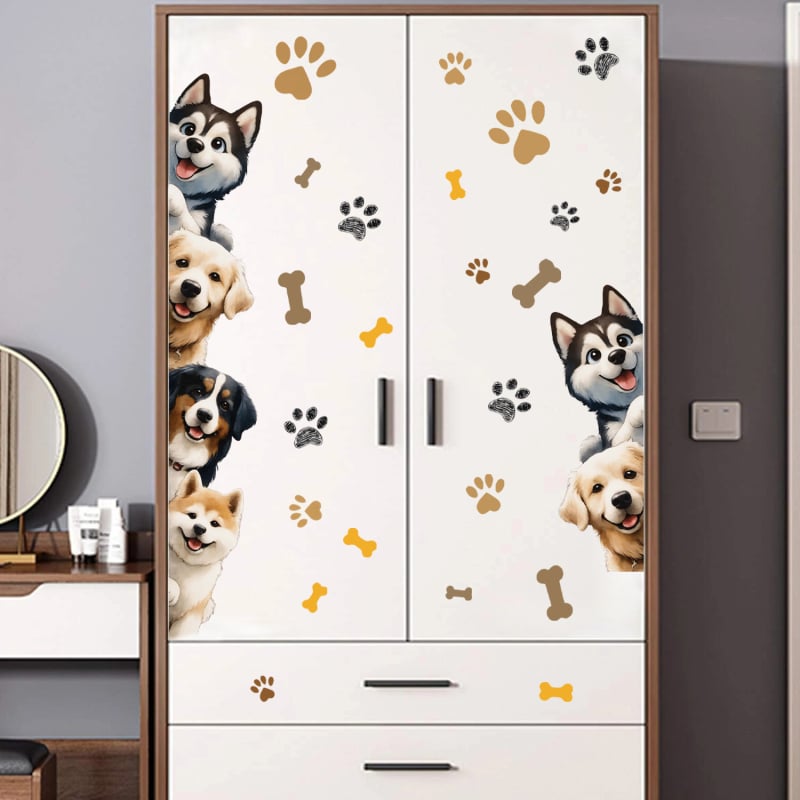 Autocolant de perete cu câine – design animale drăguțe, PVC, rezistent la apă, 1 bucată