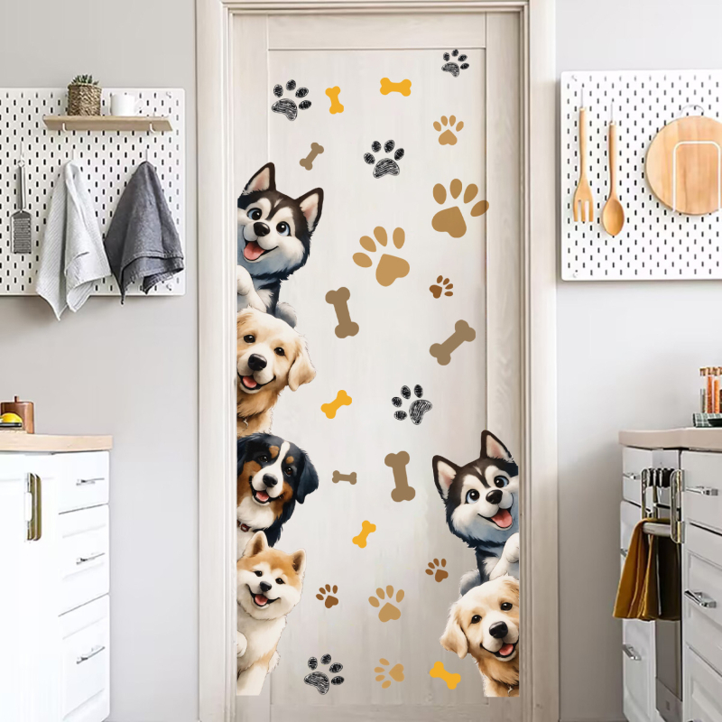 Autocolant de perete cu câine – design animale drăguțe, PVC, rezistent la apă, 1 bucată