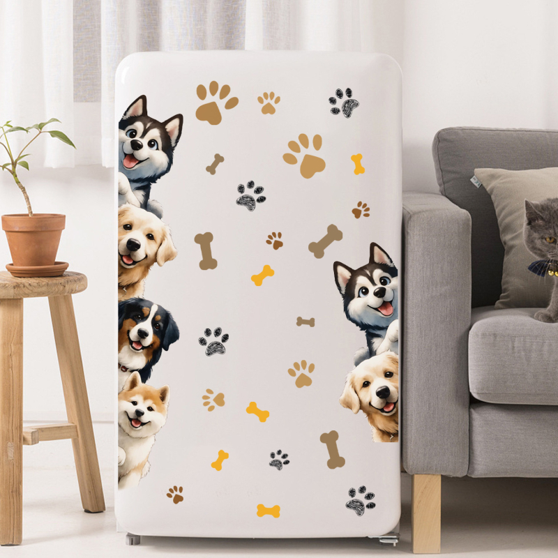 Autocolant de perete cu câine – design animale drăguțe, PVC, rezistent la apă, 1 bucată