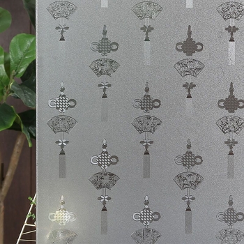 Folie de geam din sticlă opacă pentru fereastră, PVC autoadeziv, stil simplu și modern, model plante și flori, 1 bucată