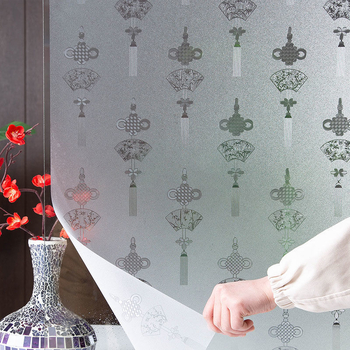 Folie de geam din sticlă opacă pentru fereastră, PVC autoadeziv, stil simplu și modern, model plante și flori, 1 bucată