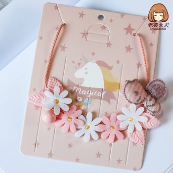 Dječja ogrlica s perlama i privjeskom od Mother-of-Pearl, ručna izrada, višeslojni cvjetni dizajn, Princess serija