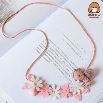 Dječja ogrlica s perlama i privjeskom od Mother-of-Pearl, ručna izrada, višeslojni cvjetni dizajn, Princess serija