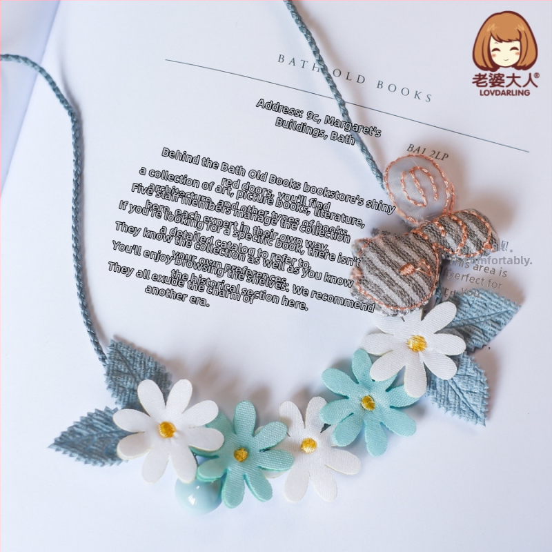 Dječja ogrlica s perlama i privjeskom od Mother-of-Pearl, ručna izrada, višeslojni cvjetni dizajn, Princess serija