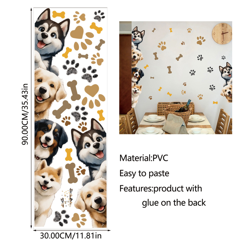 Sticker de perete autoadeziv - animale drăguțe, PVC, impermeabil, 1 bucată, pentru living, baie, hol, restaurant