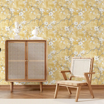 Autocolant de perete din PVC – stil chinezesc, impermeabil, autoadeziv, model cu plante și flori, 1 bucată