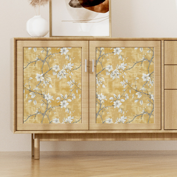 Autocolant de perete din PVC – stil chinezesc, impermeabil, autoadeziv, model cu plante și flori, 1 bucată