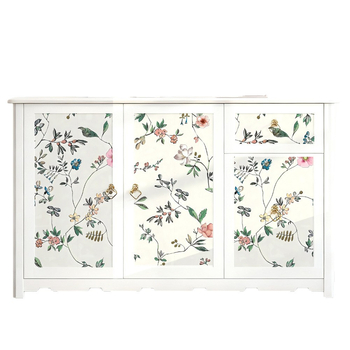 Autocolant de perete din PVC – stil chinezesc, impermeabil, autoadeziv, model cu plante și flori, 1 bucată