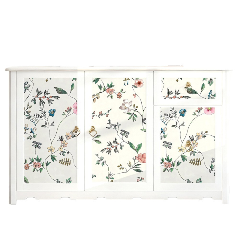 Autocolant de perete din PVC – stil chinezesc, impermeabil, autoadeziv, model cu plante și flori, 1 bucată