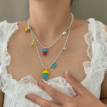 Colier geometric din aliaj, pandantiv din cupru, placare electrolitică, lanț standard