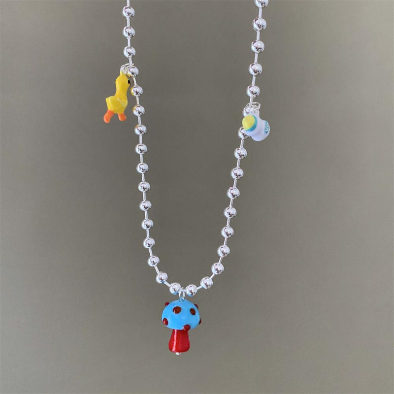 Colier geometric din aliaj, pandantiv din cupru, placare electrolitică, lanț standard