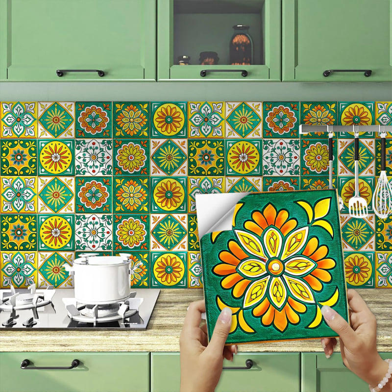 PVC zidne naljepnice s geometrijskim uzorkom za kuhinju i kupaonu – otporne na masnoće, vodootporne, protiv prljavštine i plijesni; više od 5 komada