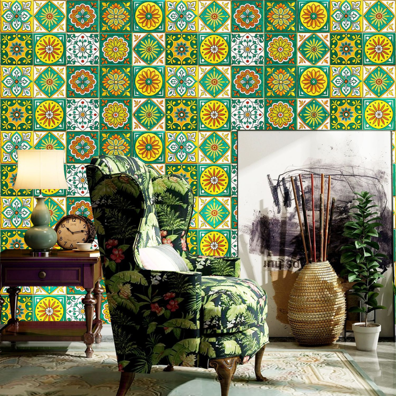 PVC zidne naljepnice s geometrijskim uzorkom za kuhinju i kupaonu – otporne na masnoće, vodootporne, protiv prljavštine i plijesni; više od 5 komada