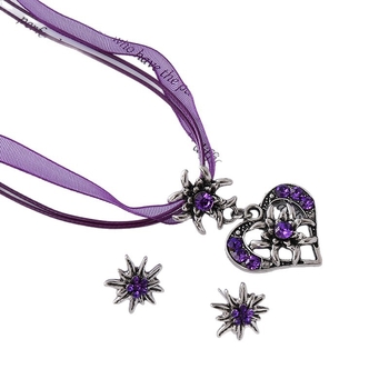 Ogrlica s privjeskom u obliku srca od legure, s križnim lančićem i dijamantima