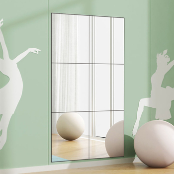 Sienas spogulis, akrila virsma, pašlīmējošs, ģeometriska režģa raksts, 1 gab., akrila rāmis