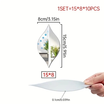 Akrila sienas spogulis, pašlīmējošs, bez caurumiem, minimālistiskā stilā, ģeometrisks abstrakts raksts, Sērija Ūdens piliens.