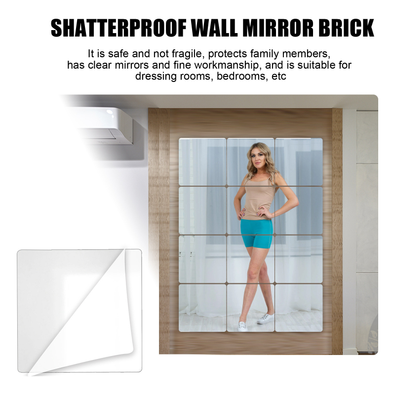 Akrila sienas spogulis, pašlīmējošs, paneļu salikums, vienkāršs dizains guļamistabai