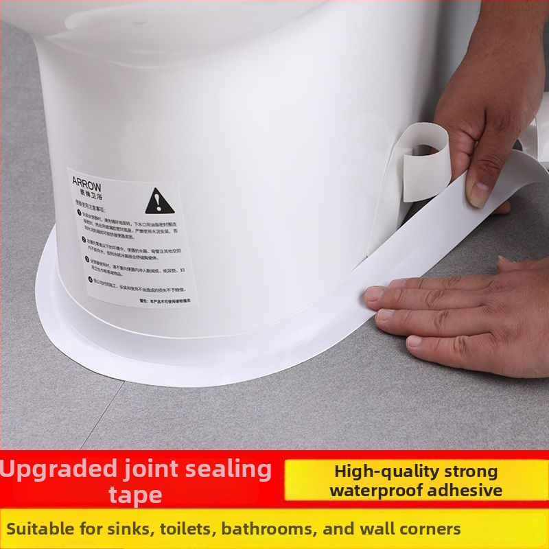 Ūdensizturīga pašlīmējošā lente vannas istabai – pelējuma novēršanai, šuvju lentes plauktiem, izlietnēm, stūriem un tualetēm (pašlīmējoša; mūsdienīgs stils; telpa: vannas istaba, guļamistaba)