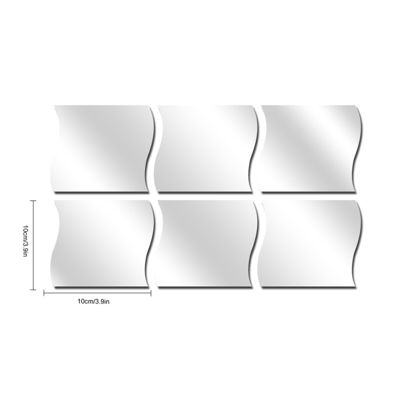 Akrila spoguļu sienas uzlīmes ar viļņotu dizainu, pašlīmējošas, mūsdienīgs stils, piemērotas viesistabai, guļamistabai, studijai, vannas istabai, ieejai un komerciāliem telpām