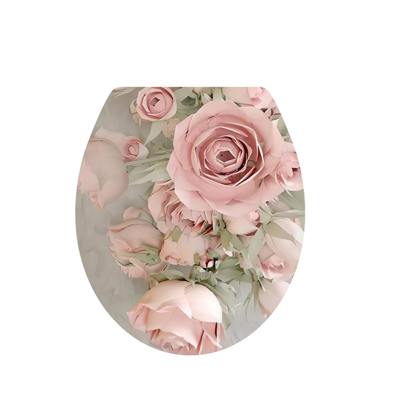 Toaletes uzlīmju komplekts – PVC materiāls, pašlīmējošs, pielāgojams, lapu raksts, karikatūras stils