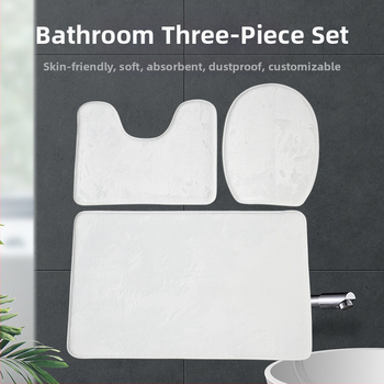 Комплект подложки за тоалетна (3 части) SM нетъкан текстил, правоъгълна форма, едноцветен, баня, персонализация налична