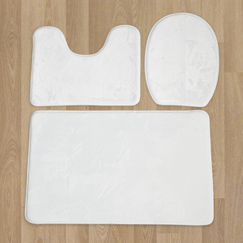 Комплект подложки за тоалетна (3 части) SM нетъкан текстил, правоъгълна форма, едноцветен, баня, персонализация налична