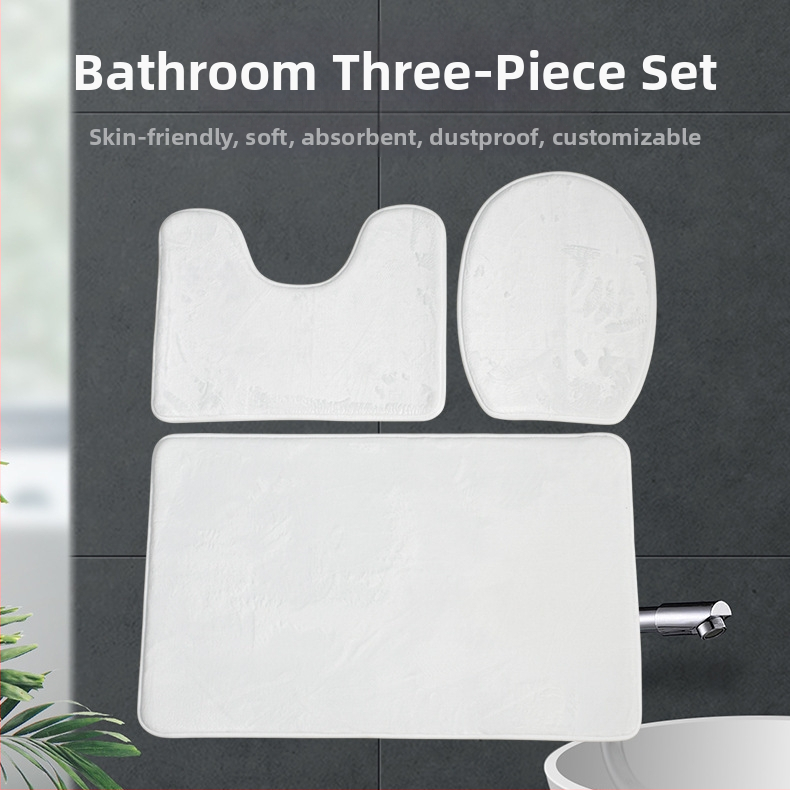 Комплект подложки за тоалетна (3 части) SM нетъкан текстил, правоъгълна форма, едноцветен, баня, персонализация налична