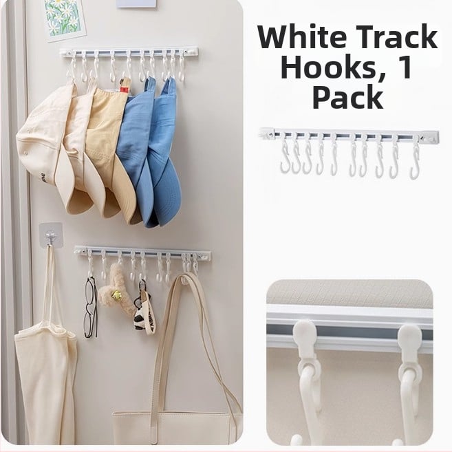 Līmējamais sienas āķis ar vairākiem āķiem, plastmasas, bez urbšanas, mūsdienīgs minimālisma dizains, slodze 5 kg