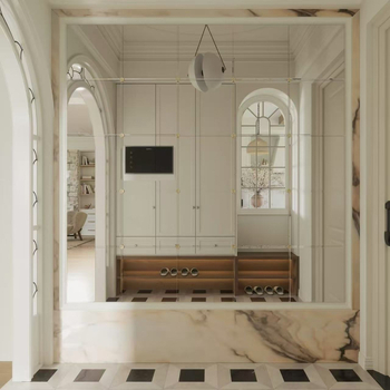 Sienas spogulis DIY, pašlīmējošs, materiāls: akrils/PS, ģeometrisks raksts, dekoratīvs dizains