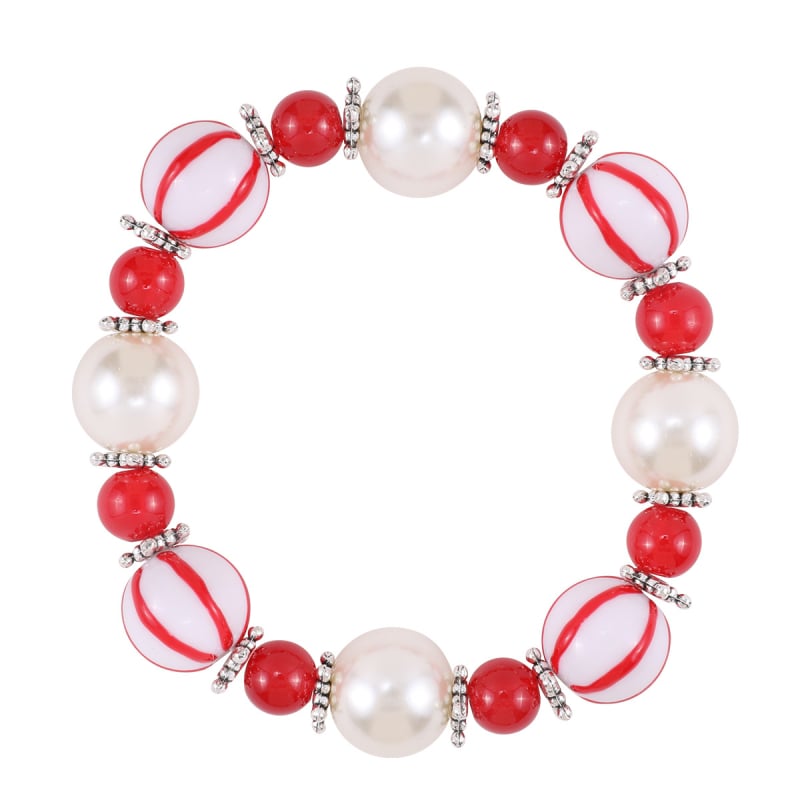 Dječji set nakita: ogrlica i narukvica s božićnim perlicama – ručna izrada, akrilne i staklene perle s metalnim privjeskom; karikatura s cvjetnim uzorkom; mogućnost prilagodbe; za djecu 6–10 godina i starije; zasebno pakiranje.