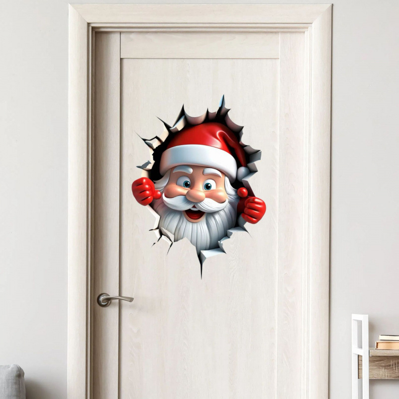 Wc vāka un ūdens tvertnes uzlīme — pašlīmējošs PVC, ūdensizturīgs karikatūras Ziemassvētku vecītis, piemērots vannas istabai