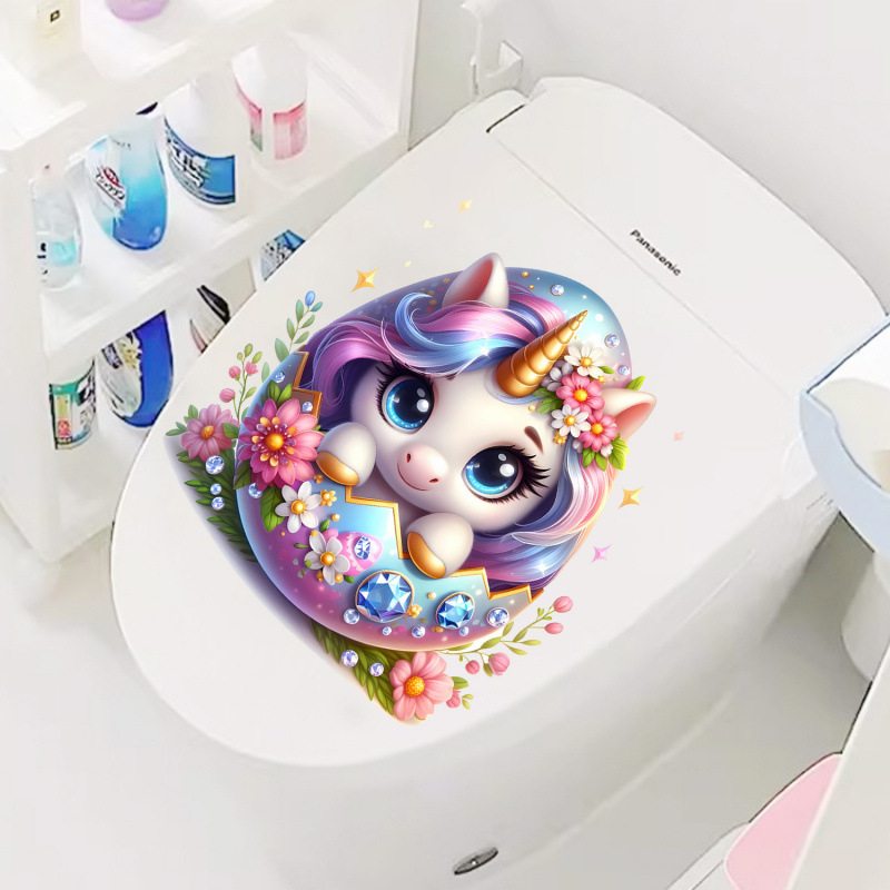 Vienradža ziedu sienas uzlīmes, PVC, pašlīmējošās, mūsdienīgi vienkāršs stils, piemērotas dzīvojamajai istabai, guļamistabai, vannas istabai un ieejai