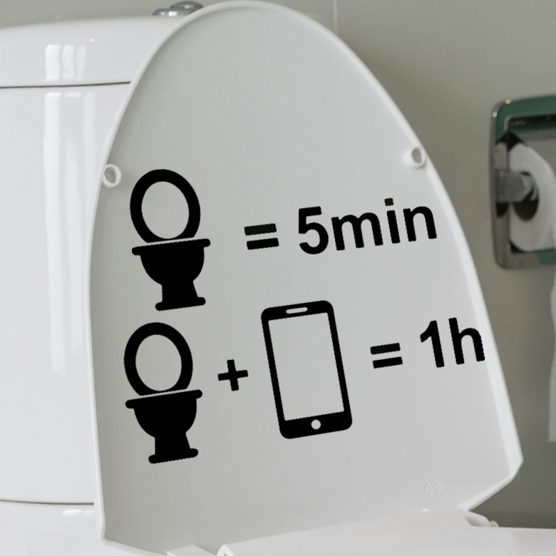 Sticker za poklop WC-a, uklonjiv, vodootporan, samoljepljiv PVC, crtić motiv, moderni minimalistički stil