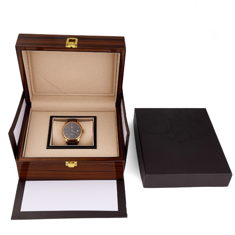 Drvena kutija za sat s graviranjem mehanizma, luksuzna ambalaža, poklopac Heaven and Earth