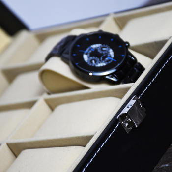 Kutija za satove s 10 pretinaca, ručna izrada, PU koža, model FH-S05, pakiranje: OPP torba + odvojena kartonska kutija