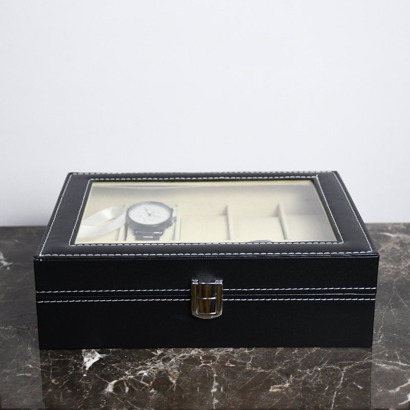 Kutija za satove s 10 pretinaca, ručna izrada, PU koža, model FH-S05, pakiranje: OPP torba + odvojena kartonska kutija