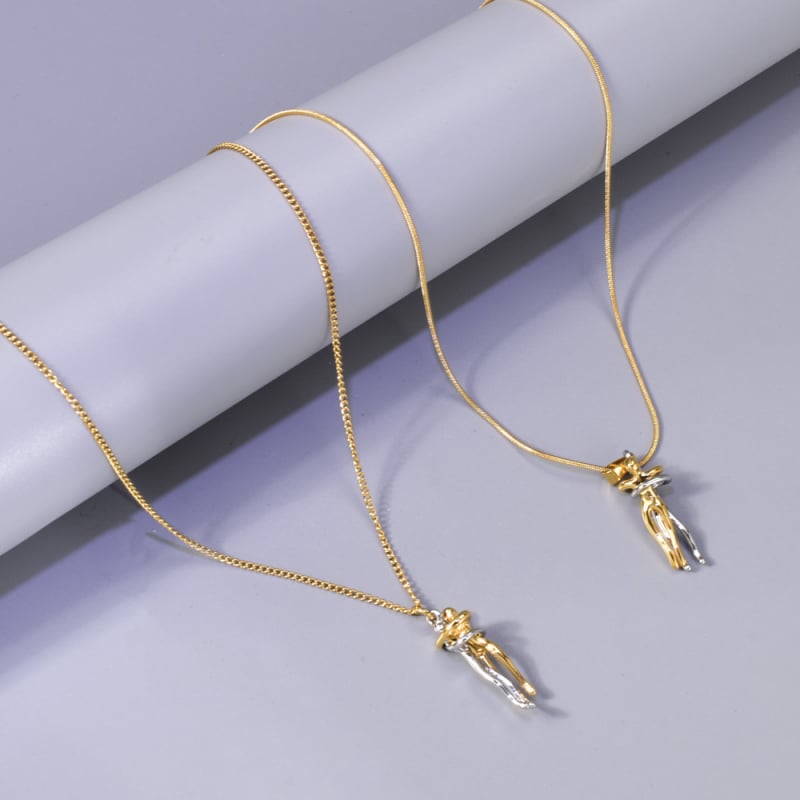 Titan čelik s privjeskom u obliku srca, valovita lanac, unisex, elektroplatiranje, lagani luksuz