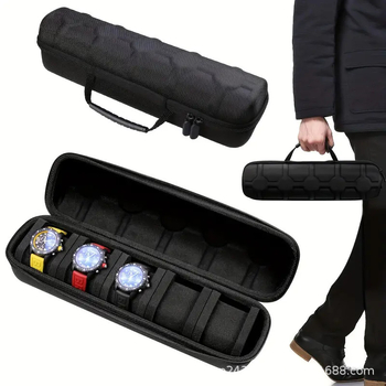 Prenosna kutija za čuvanje satova – organizator nakita od EVA + Oxford platna 1680D, s ručkom, kapacitet 5 pretinaca za kartice, model NX190802